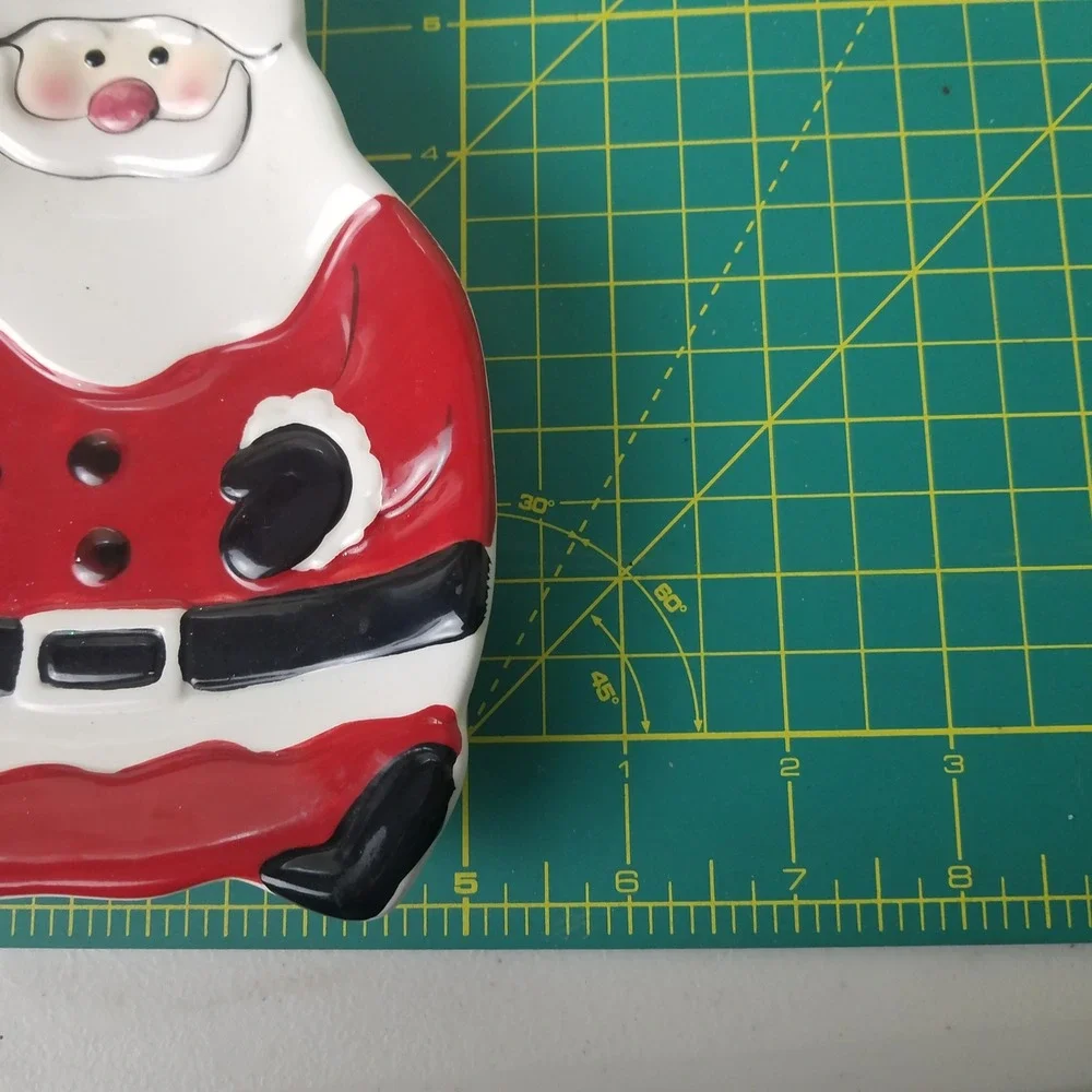 Hand Painted Santa Claus Ceramic Candy Dish Trinket Tray Christmas Decor‎